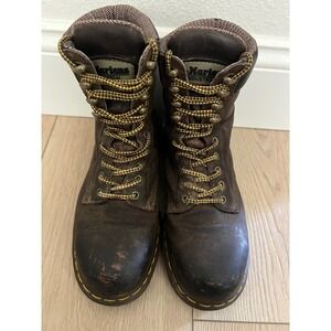 Dr Martens Covert Industrial Steel Toe Work Boots Brown Leather Lace Up Womens 8